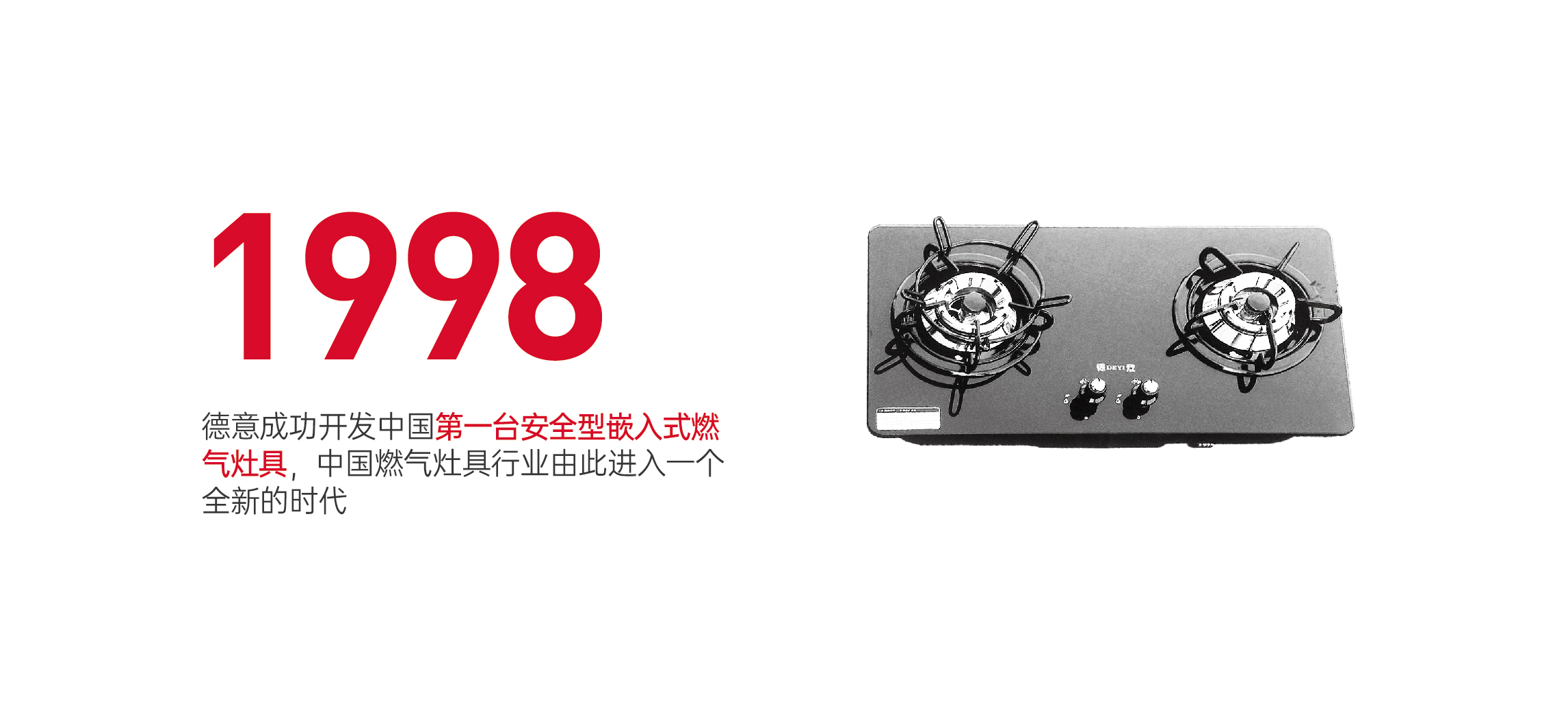   德意成功开发中国第一台安全型嵌入式燃气灶具，中国燃气灶具行业由此进入一个全新的时代